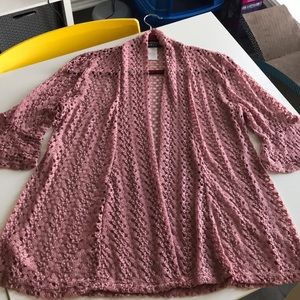 Beautiful old rose open lace light jacket.